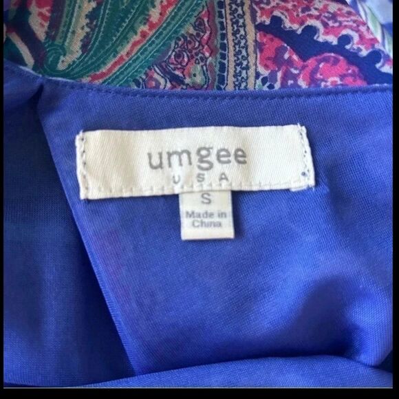 Umgee Maxi Multicolor Purple Paisley Stripes Beach Double lined Coastal Dress M - Picture 3 of 7